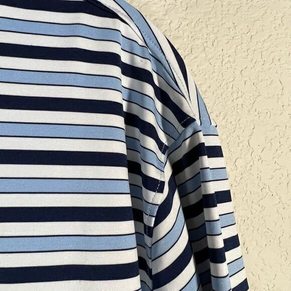 Lands' End Mens Blue‎ Polo Shirt Short Sleeve Stripes Traditional Fit XL - Picture 3 of 6